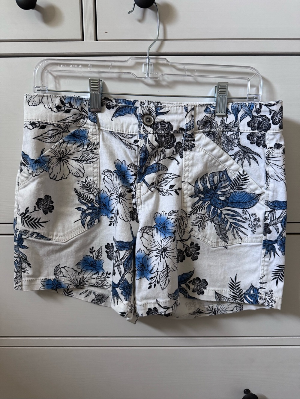 Women’s Supplies Floral White and Blue Shorts Size 6